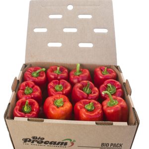 Caja de pimientos rojos